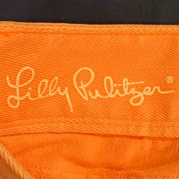 Lilly Pulitzer Clifton Jean Shorts Size 2 Orange 2" Stretch EUC Clifton Short - Picture 2 of 10